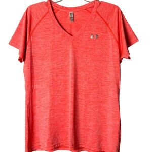Under Armour Heat Gear V-Neck Neon Orange Workout Shirt - XL